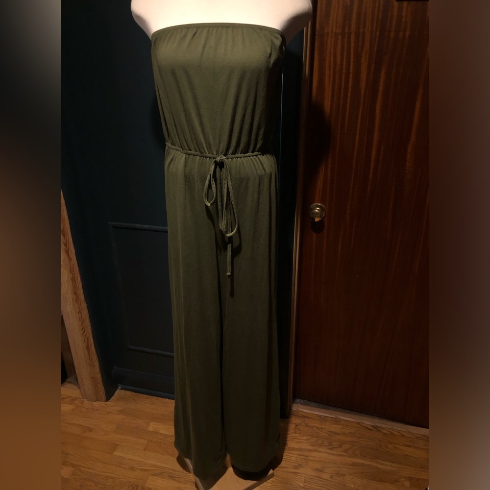 Strapless Olive Green Jumpsuit
